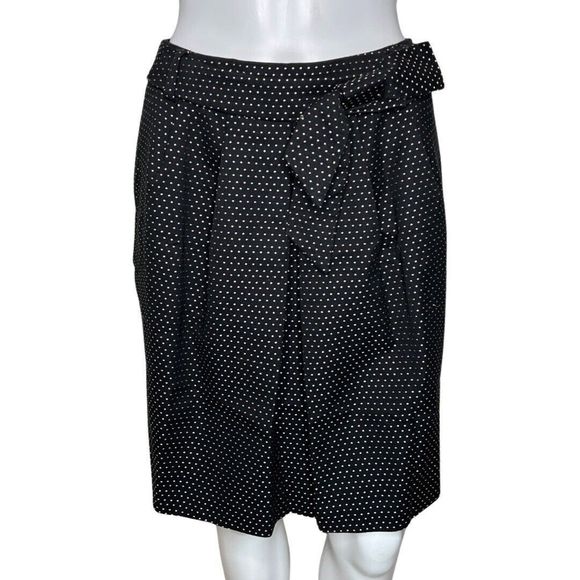 Talbots Skirt Womens 4 Petite Black Cream Polka Dots Pleats Preppy Retro Vintage - Picture 1 of 7